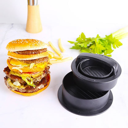 Presa dubla pentru hamburgeri 2 in 1, forma si presa, doua dimensiuni, cu maner, usor de curatat si folosit, material ABS, 100 de foi hartie de copt incluse, 13x13.5x7 cm, fara lipire, neagra-5
