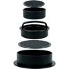 Presa dubla pentru hamburgeri 2 in 1, forma si presa, doua dimensiuni, cu maner, usor de curatat si folosit, material ABS, 100 de foi hartie de copt incluse, 13x13.5x7 cm, fara lipire, neagra-0
