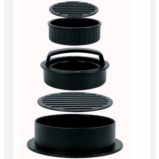 Presa dubla pentru hamburgeri 3 in 1, forma si presa, cu maner, usor de curatat si folosit, 13x13x7 cm, fara lipire, neagra-1