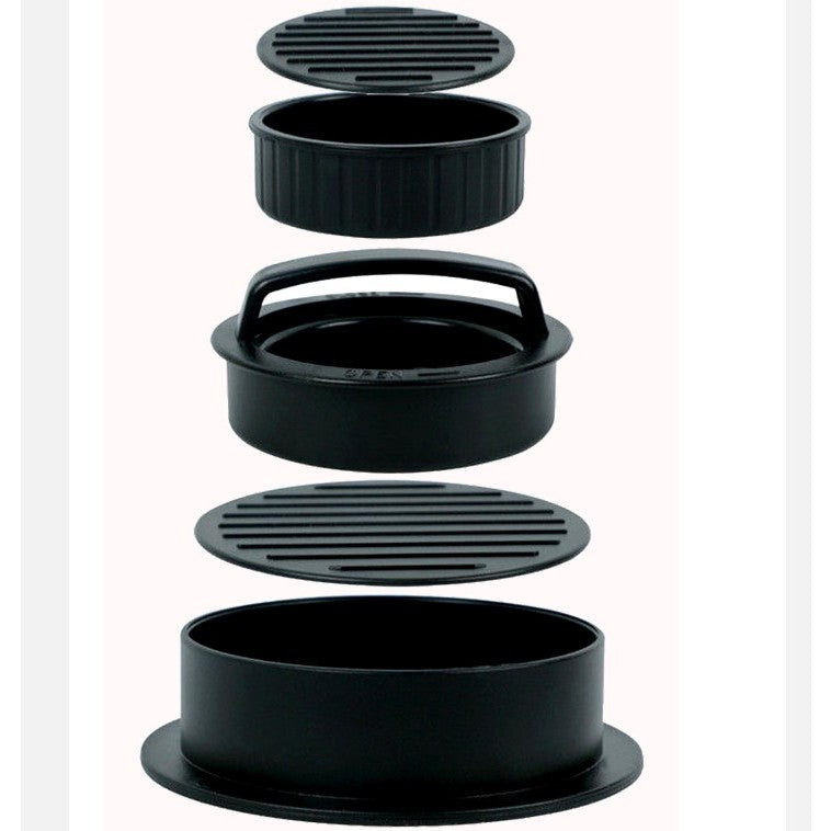 Presa dubla pentru hamburgeri 3 in 1, forma si presa, cu maner, usor de curatat si folosit, 13x13x7 cm, fara lipire, neagra-1