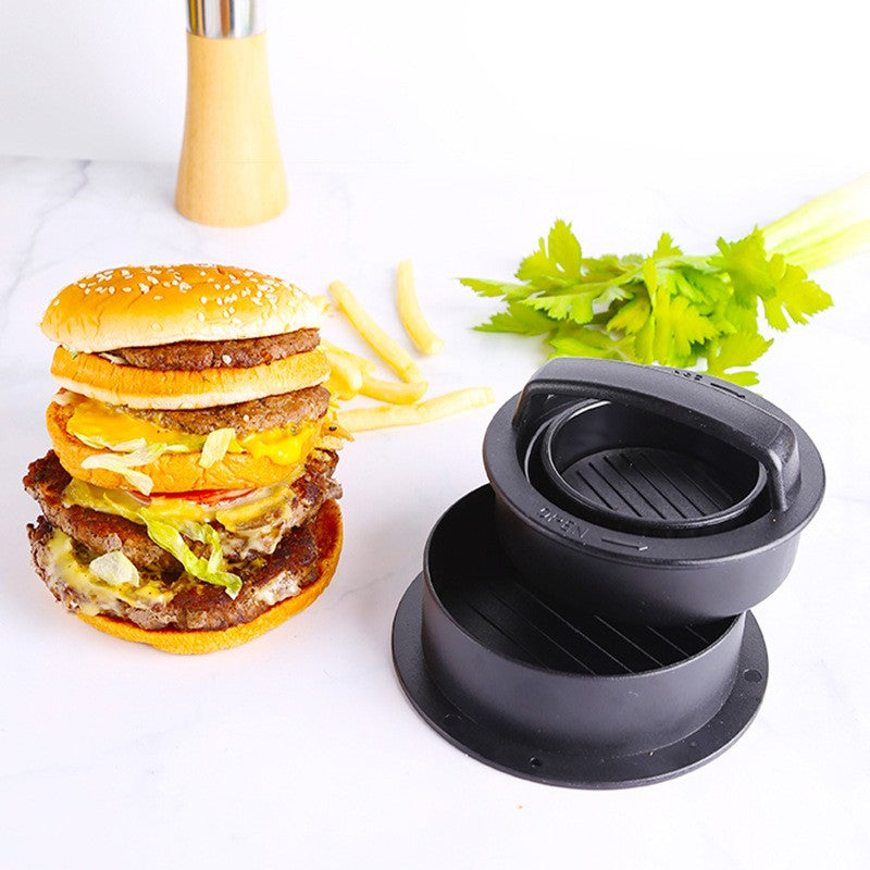 Presa dubla pentru hamburgeri 3 in 1, forma si presa, cu maner, usor de curatat si folosit, 13x13x7 cm, fara lipire, neagra-2