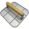Presa Manuala pentru Carne, Flippy, din Aliaj de Aluminiu, Maner din Lemn, Presa pentru Burgeri, Usor de Curatat si Folosit, Patrata, 16x16x6 cm, Gri-0