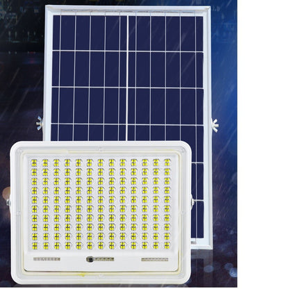 Proiector LED cu Panou Solar Flippy, Senzor de lumina Waterproof, 100W, 23x18 cm, suport U inclus, panou afisaj nivel baterie, telecomanda, 220V, Design Modern, Alb-2