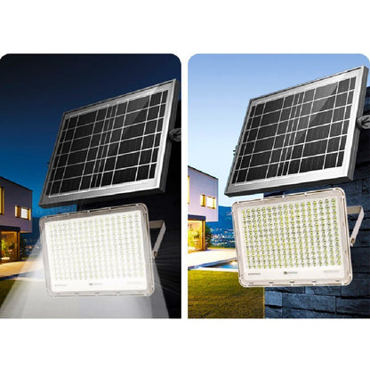 Proiector LED cu Panou Solar Flippy, Senzor de lumina Waterproof, 100W, 23x18 cm, suport U inclus, panou afisaj nivel baterie, telecomanda, 220V, Design Modern, Alb-3