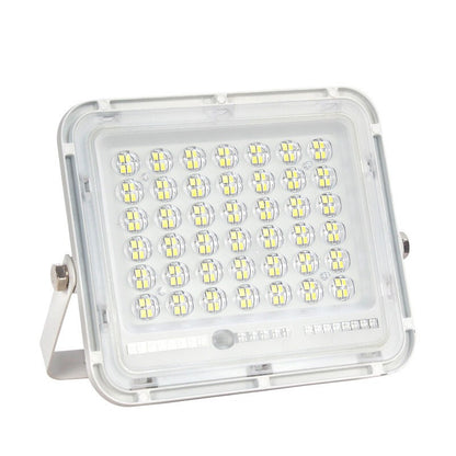 Proiector LED cu Panou Solar Flippy, Senzor de lumina Waterproof, 100W, 23x18 cm, suport U inclus, panou afisaj nivel baterie, telecomanda, 220V, Design Modern, Alb-4