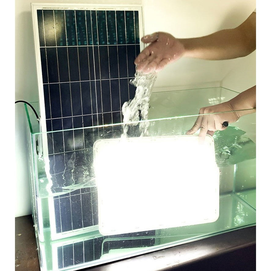 Proiector LED cu Panou Solar Flippy, Senzor de lumina Waterproof, 200W, 29x23 cm, suport U inclus, panou afisaj nivel baterie, telecomand, 220V, Design Modern, Alb-2