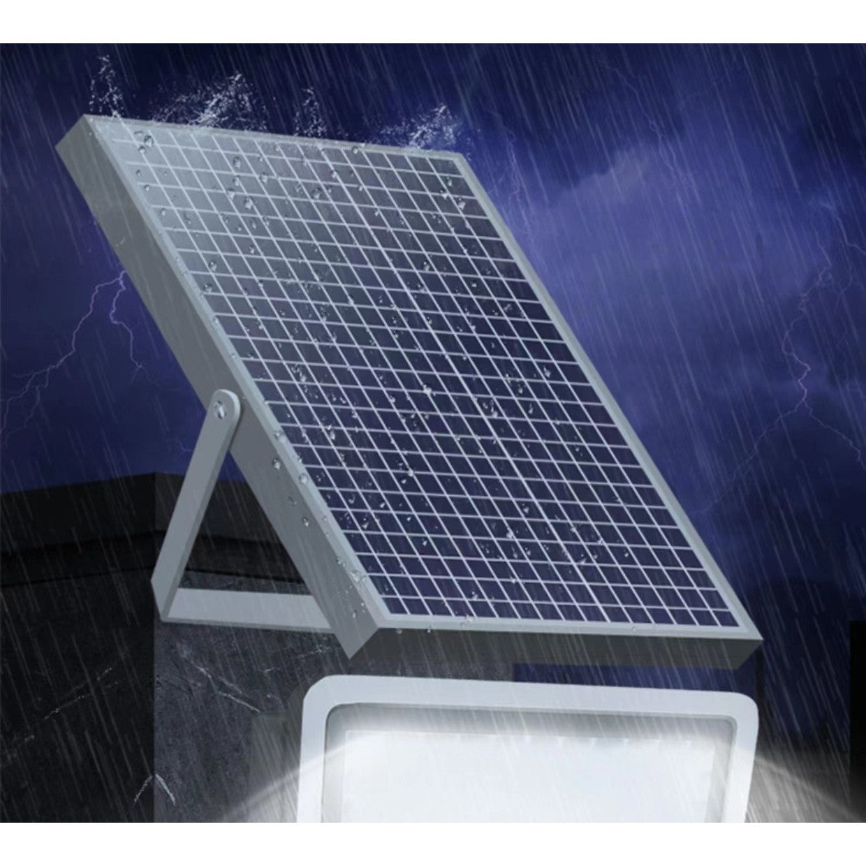 Proiector LED cu Panou Solar Flippy, Senzor lumina, Waterproof, 216 LED-uri incorporate, 100W, 24x19 cm, IP 67, Design Modern, Negru-1