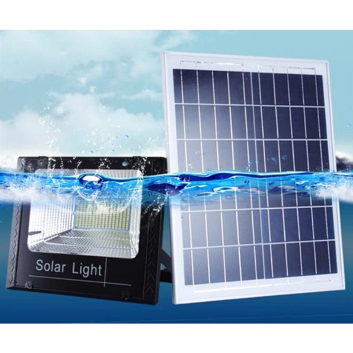 Proiector LED/Lampa solara de exterior Flippy, 15 cm x 12 cm, Rezistent la Apa IP67, cu Panou Solar, 100 LED SMD, 30W, Senzor de lumina, Timer, cu Telecomanda, 2 moduri de iluminat, kit montaj inclus, Lumina Rece-3
