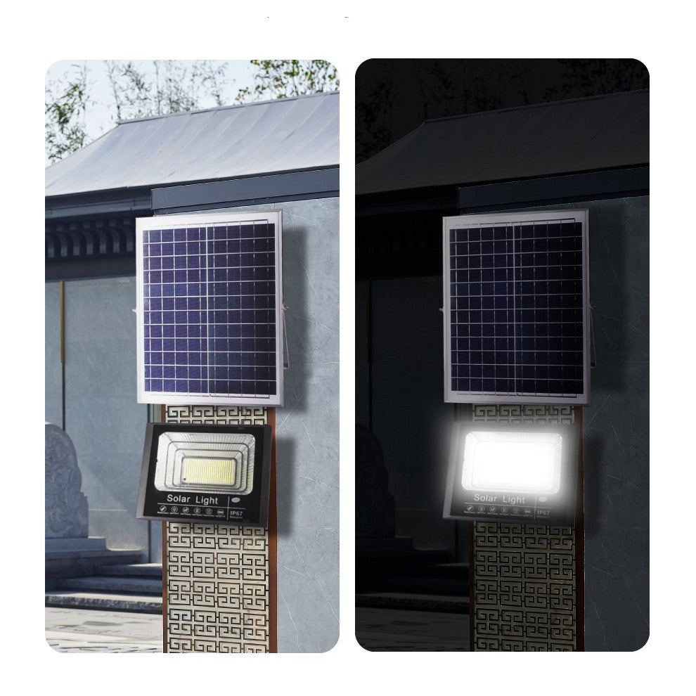 Proiector LED/Lampa solara de exterior Flippy, 20 cm x 25 cm, Rezistent la Apa IP67, cu Panou Solar, 220 LED SMD, 100W, Senzor de lumina, Timer, cu Telecomanda, 2 moduri de iluminat, kit montaj inclus, Lumina Rece-3