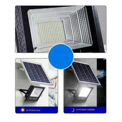 Proiector LED/Lampa solara de exterior Flippy, 20 cm x 25 cm, Rezistent la Apa IP67, cu Panou Solar, 220 LED SMD, 100W, Senzor de lumina, Timer, cu Telecomanda, 2 moduri de iluminat, kit montaj inclus, Lumina Rece-7