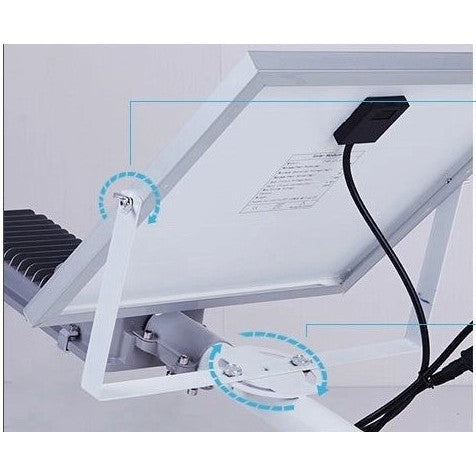 Proiector LED pentru stalp, casa, perete cu suport metalic inclus, Flippy, 38,5 cm x 14,2 cm, Rezistent la Apa IP65, cu Panou Solar, 240 COB LED, 100 W, Senzor de lumina, Timer, cu Telecomanda, intensitate reglabila, kit montaj inclus, Lumina Re-4