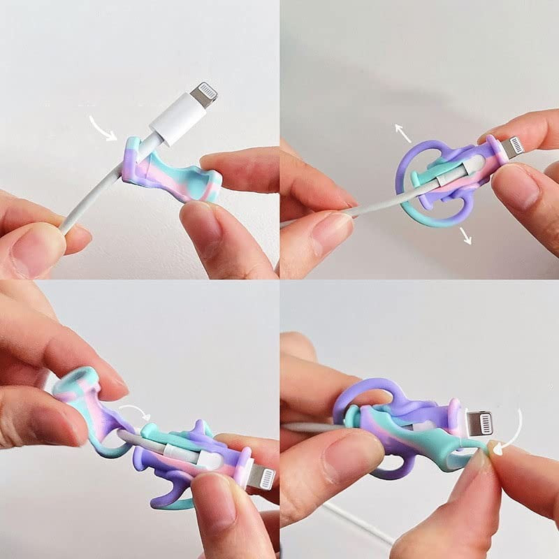 Protectie cablu USB, din silicon, model 2, multicolor-1