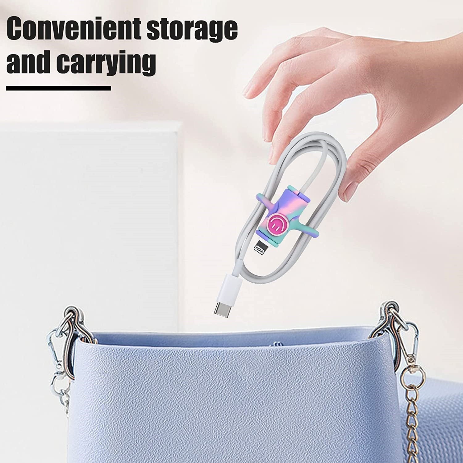 Protectie cablu USB, din silicon, model 2, multicolor-2