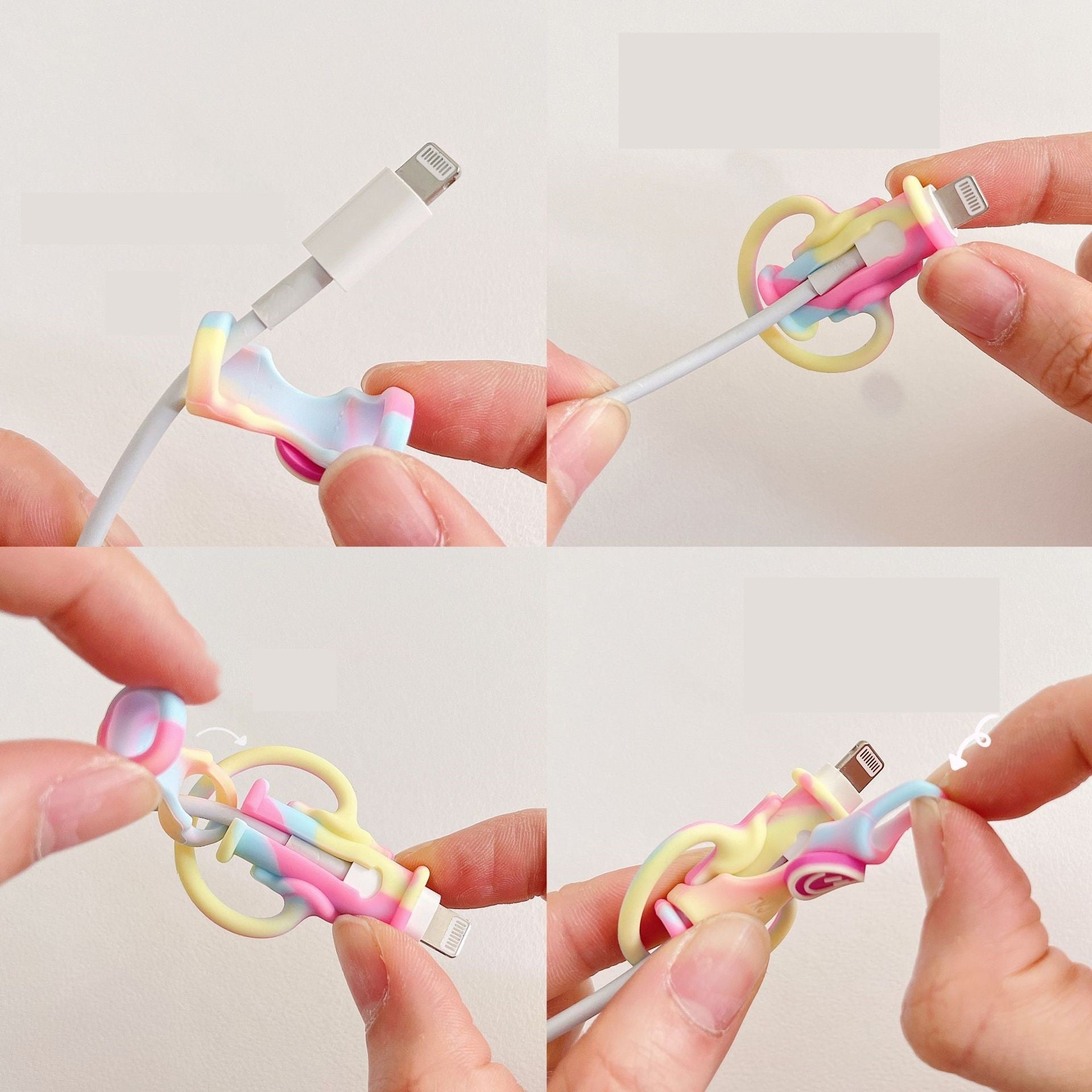 Protectie cablu USB Flippy, din silicon, model 4, multicolor-1