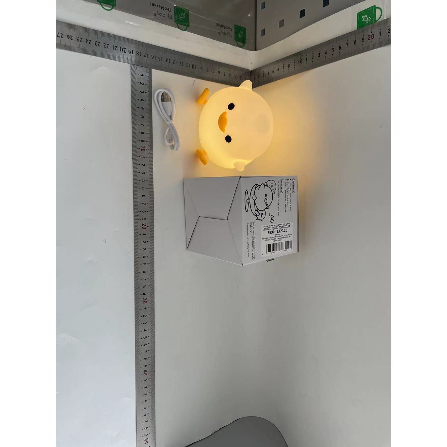 Lampa de Veghe pentru Copii, Flippy, din Silicon, Senzor Tactil, Model Ratusca, Lumina Calda, Timer Automat, Protectie pentru Ochi, Incarcare USB Putere 0.5W, Alb-1