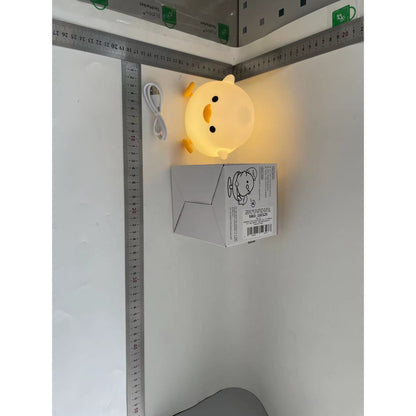 Lampa de Veghe pentru Copii, Flippy, din Silicon, Senzor Tactil, Model Ratusca, Lumina Calda, Timer Automat, Protectie pentru Ochi, Incarcare USB Putere 0.5W, Alb-1