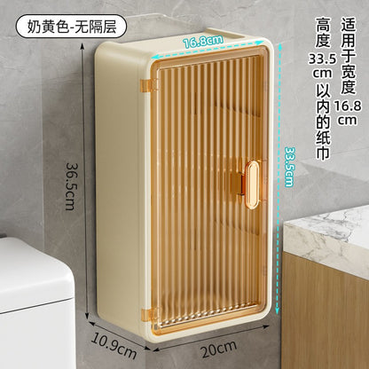 Dulap pentru Baie, Flippy, Montare pe Perete fara Perforare, 36.5x10.9x20 cm, Bej, Usa Transparenta-0
