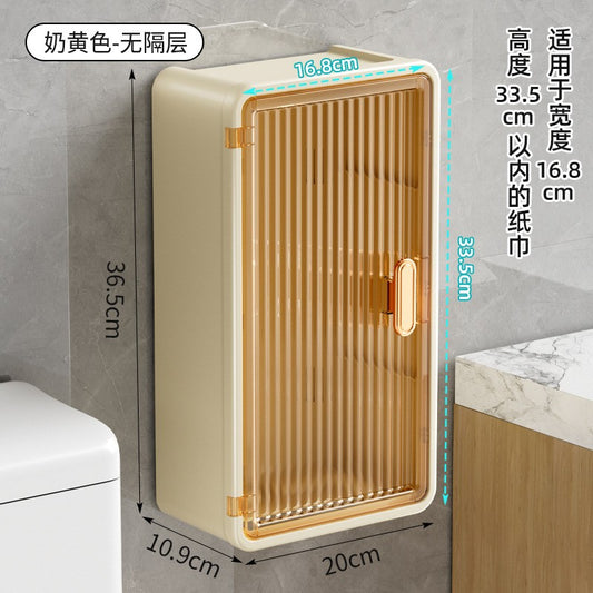 Dulap pentru Baie, Flippy, Montare pe Perete fara Perforare, 36.5x10.9x20 cm, Bej, Usa Transparenta-0