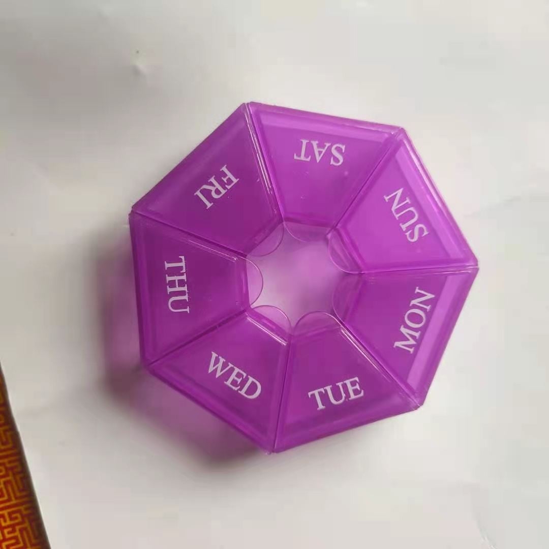 Cutie separator medicamente cu zilele saptamanii, Flippy, Plastic, 7 compartimente, Mov-1