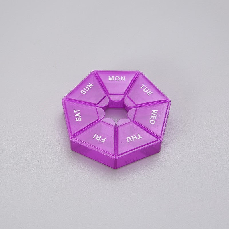 Cutie separator medicamente cu zilele saptamanii, Flippy, Plastic, 7 compartimente, Mov-2