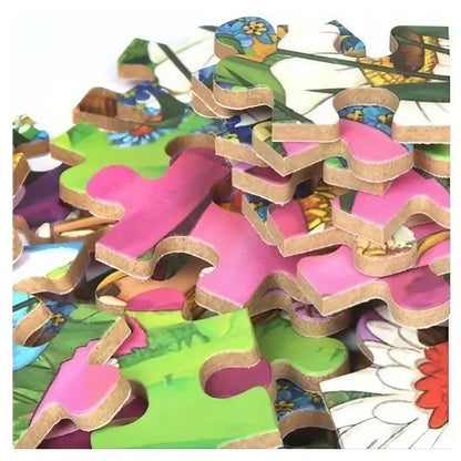 Puzzle 60 de Piese din Lemn in Cutie Metalica, Flippy, Model Cei Trei Purcelusi, Educativ, Dezvoltare Abilitati Cognitive, pentru Prescolari, 22.5x13.5 cm, Multicolor-6