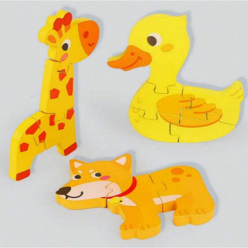 Puzzle Montessori din Lemn pentru Copii, Flippy, 3D, 0-3 Ani, Model Catel, Educativ, Intuitiv, Creativ, 3 Piese, 15x15x0.5 cm, Multicolor-9