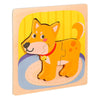 Puzzle Montessori din Lemn pentru Copii, Flippy, 3D, 0-3 Ani, Model Catel, Educativ, Intuitiv, Creativ, 3 Piese, 15x15x0.5 cm, Multicolor-0