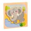 Puzzle Montessori din Lemn pentru Copii, Flippy, 3D, 0-3 Ani, Model Elefant, Educativ, Intuitiv, Creativ, 4 Piese, 15x15x0.5 cm, Multicolor-0