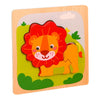Puzzle Montessori din Lemn pentru Copii, Flippy, 3D, 0-3 Ani, Model Leu, Educativ, Intuitiv, Creativ, 3 Piese, 15x15x0.5 cm, Multicolor-0