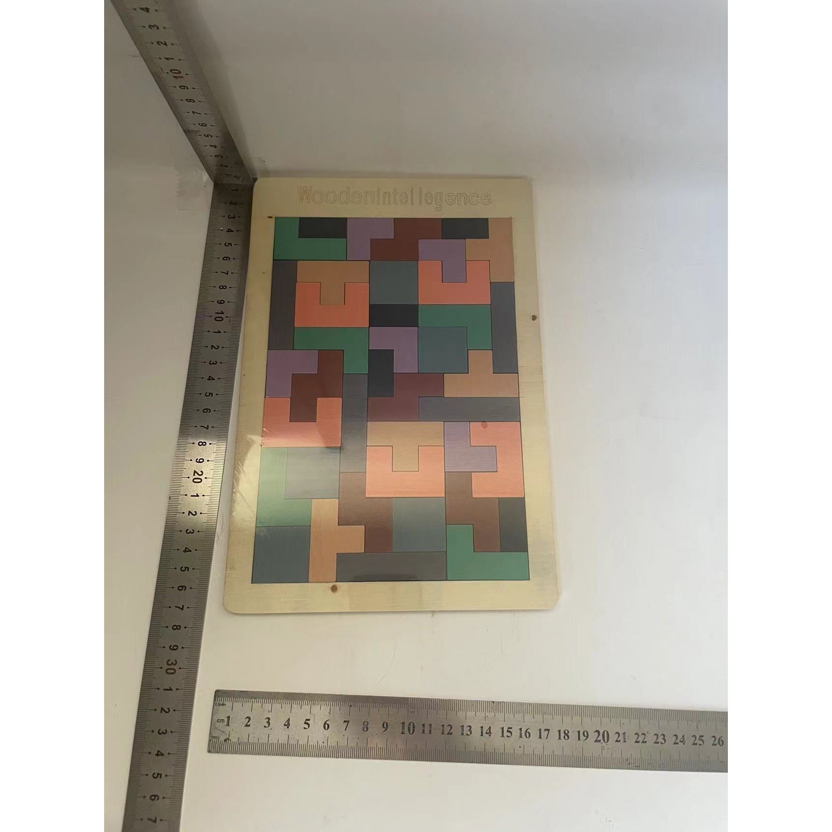 Puzzle Montessori, Flippy, din Lemn, Tip Tetris, +36 Luni, Forme Neregulate, 40 Piese, 26.5 x 17.7 cm, Multicolor Pastelat-4