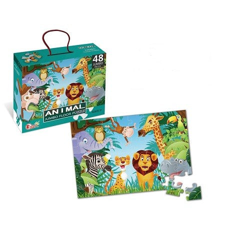 Puzzle pentru copii, jungla cu animale, 48 de piese-2