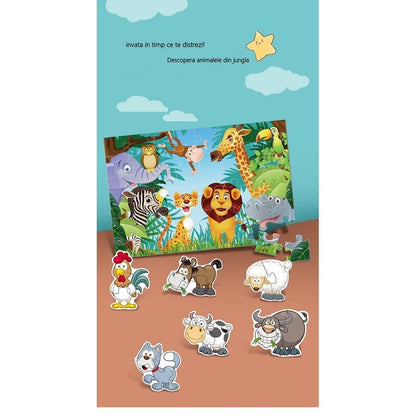 Puzzle pentru copii, jungla cu animale, 48 de piese-5