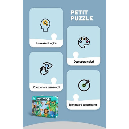 Puzzle pentru copii, jungla cu animale, 48 de piese-0