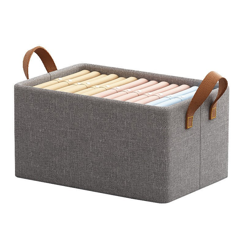 Cutie de Depozitare Tip Cos, Flippy, Material Textil, Pliabila, 47x28x20 cm, 35 l, Cadru Metalic, cu Manere, Maro-0