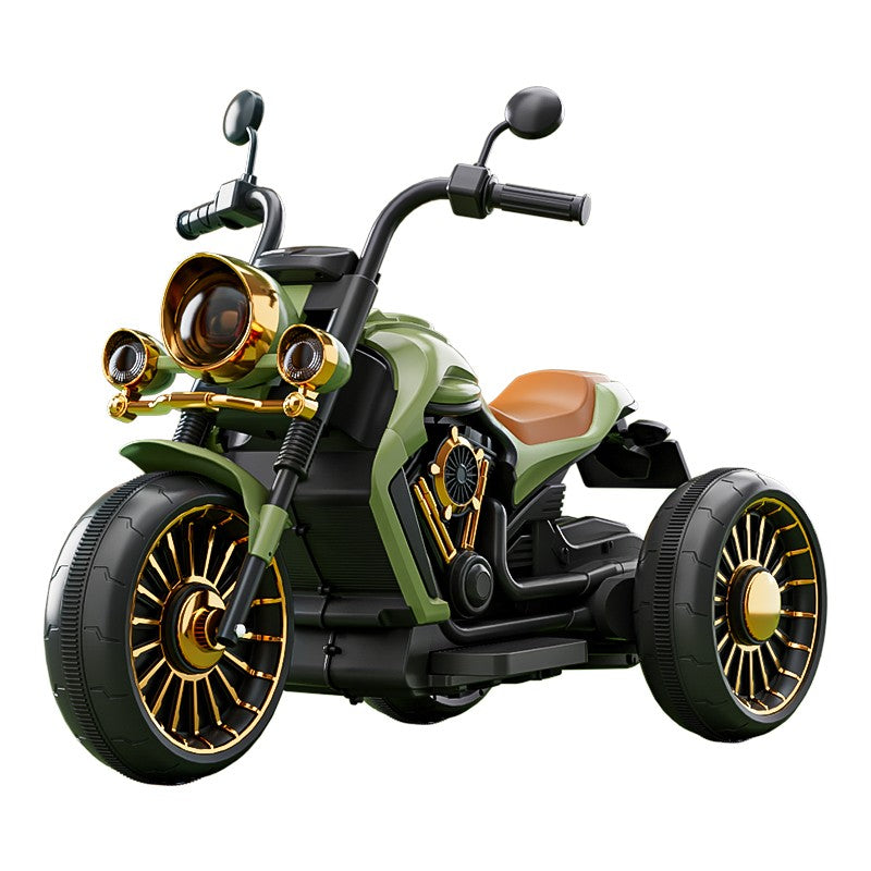 Motocicleta Electrica Flippy, cu Acumulator, Telecomanda, Bluetooth, Sistem Anti-Rasturnare, Sistem de Lumini si Sunet, 1-8 Ani, 93 x 48 x 63 cm, Verde-0
