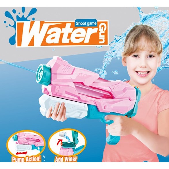 Pistol cu Apa pentru Copii, Rezervor, Pentru Piscina/Plaja, Flippy, 6ani+,  Quick Fill, Roz, 600ML-6