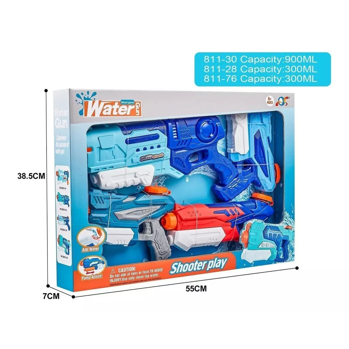 Set 4x Pistol cu Apa pentru Copii, Flippy, 6ani+, Multicolor, 1x 900 ML +  3x 300 ML-1