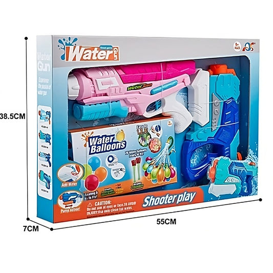 Set 2x Pistol cu Apa pentru Copii, Flippy, 6ani+, cu baloane de apa, Albastru + Roz, 1x 600 ML +  1x 550 ML-1