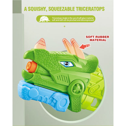 Pistol cu Apa pentru Copii, Rezervor, Pentru Piscina/Plaja, Flippy, 6ani+, Triceratops, 3 duze, Verde, 640ML-5