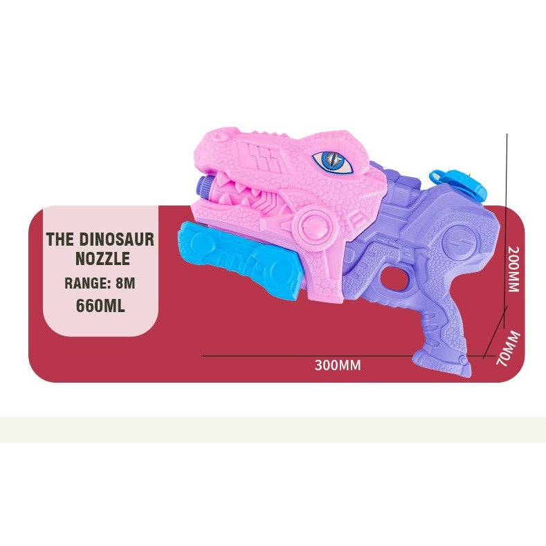 Pistol cu Apa pentru Copii, Rezervor, Pentru Piscina/Plaja, Flippy, 6ani+, Tiranozaur, 3 duze, Roz, 660ML-2