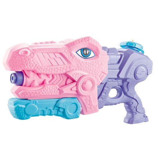 Pistol cu Apa pentru Copii, Rezervor, Pentru Piscina/Plaja, Flippy, 6ani+, Tiranozaur, 3 duze, Roz, 660ML-0