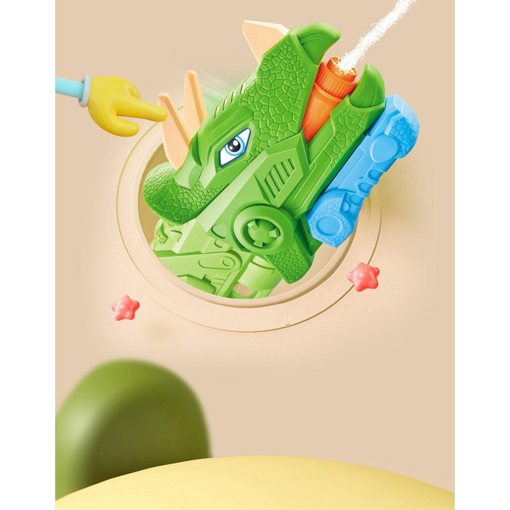 Pistol cu Apa pentru Copii, Rezervor, Pentru Piscina/Plaja, Flippy, 6ani+, Triceratops, 3 duze, Verde, 1330ML-4