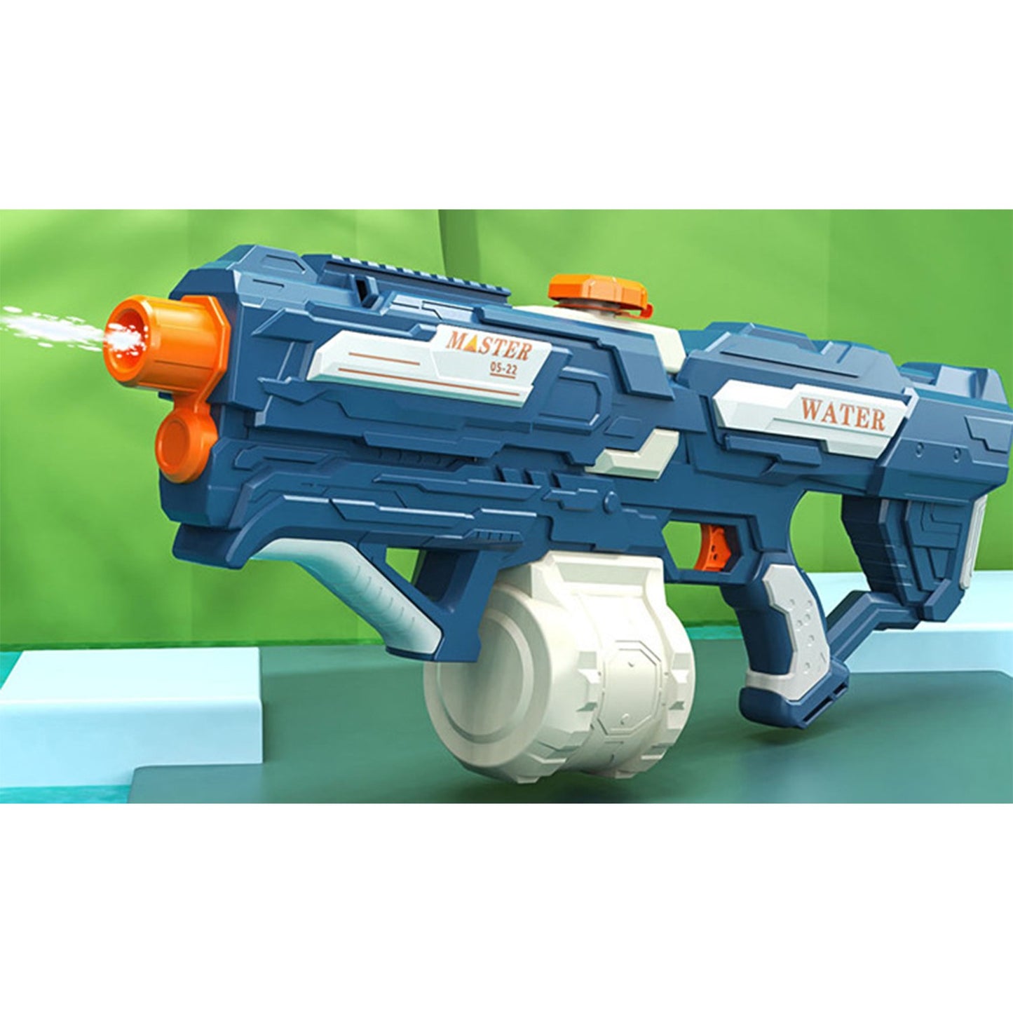 Pistol cu Apa pentru Copii, Rezervor 600ml, Flippy, 14ani+, cu baterie 1200mAh, Electric Burst, Albastru/Alb, 1000ML-1