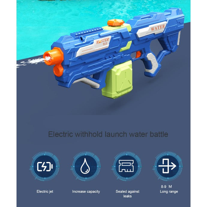 Pistol cu Apa pentru Copii, Rezervor 600ml, Flippy, 14ani+, cu baterie 1200mAh, Electric Burst, Albastru/Verde, 800ML-3