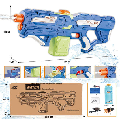 Pistol cu Apa pentru Copii, Rezervor 600ml, Flippy, 14ani+, cu baterie 1500mAh, Electric Burst, Albastru/Verde, 800ML-8