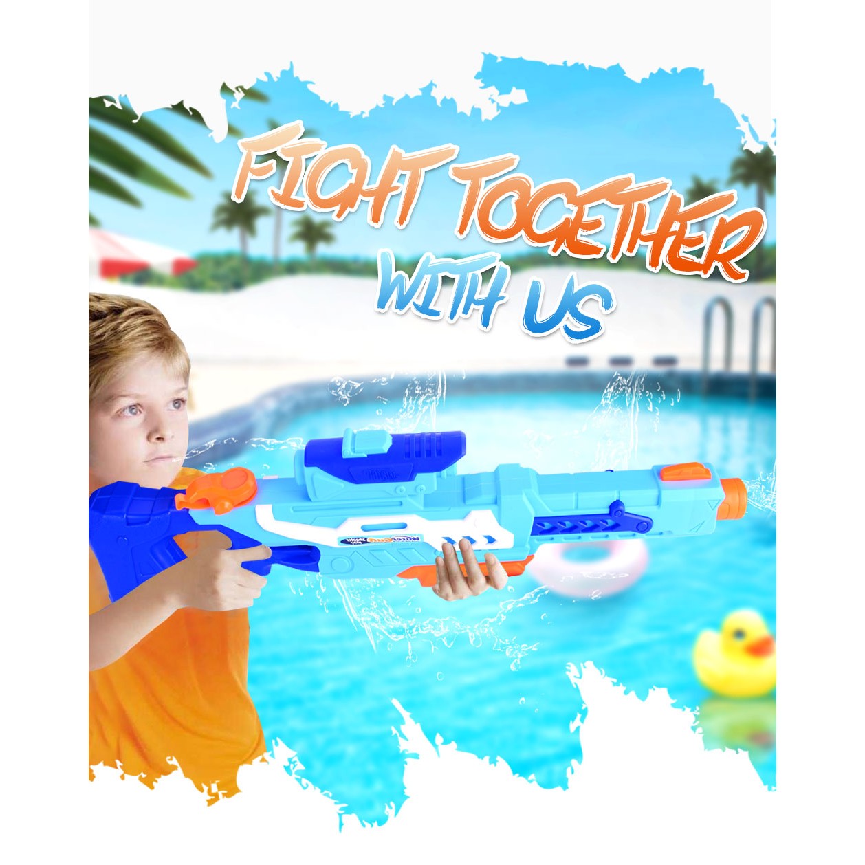 Pistol cu Apa pentru Copii, Rezervor, Pentru Piscina/Plaja, Flippy, 6ani+,  Albastru, 1200ML-3