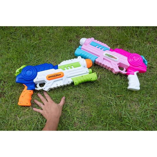 Set 2x Pistol cu Apa pentru Copii, Rezervor, Pentru Piscina/Plaja, Flippy, 6ani+, Roz + Albastru, 1000 ML-1