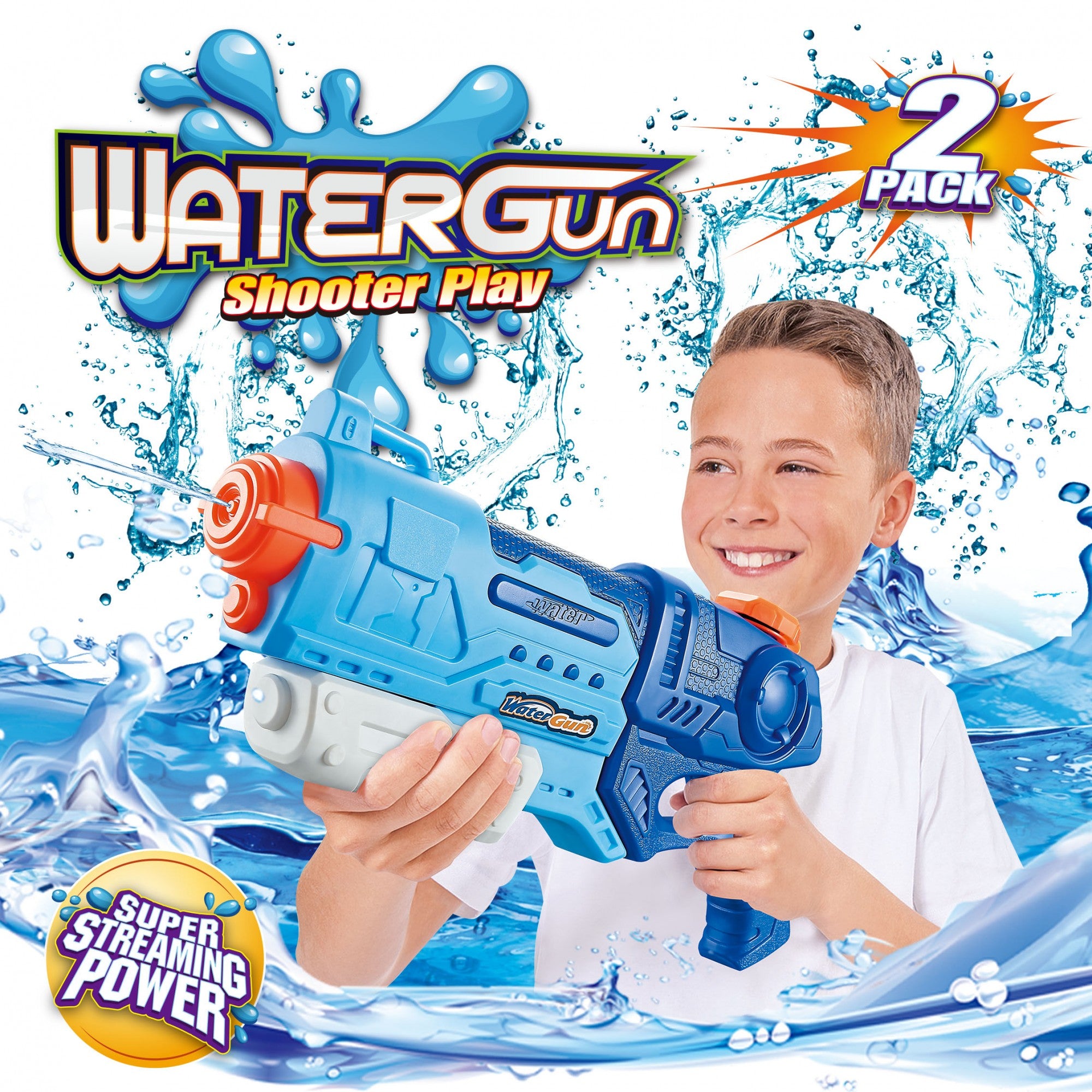 Pistol cu Apa pentru Copii, Rezervor, Pentru Piscina/Plaja, Flippy, 6ani+, Albastru, 900ML-3