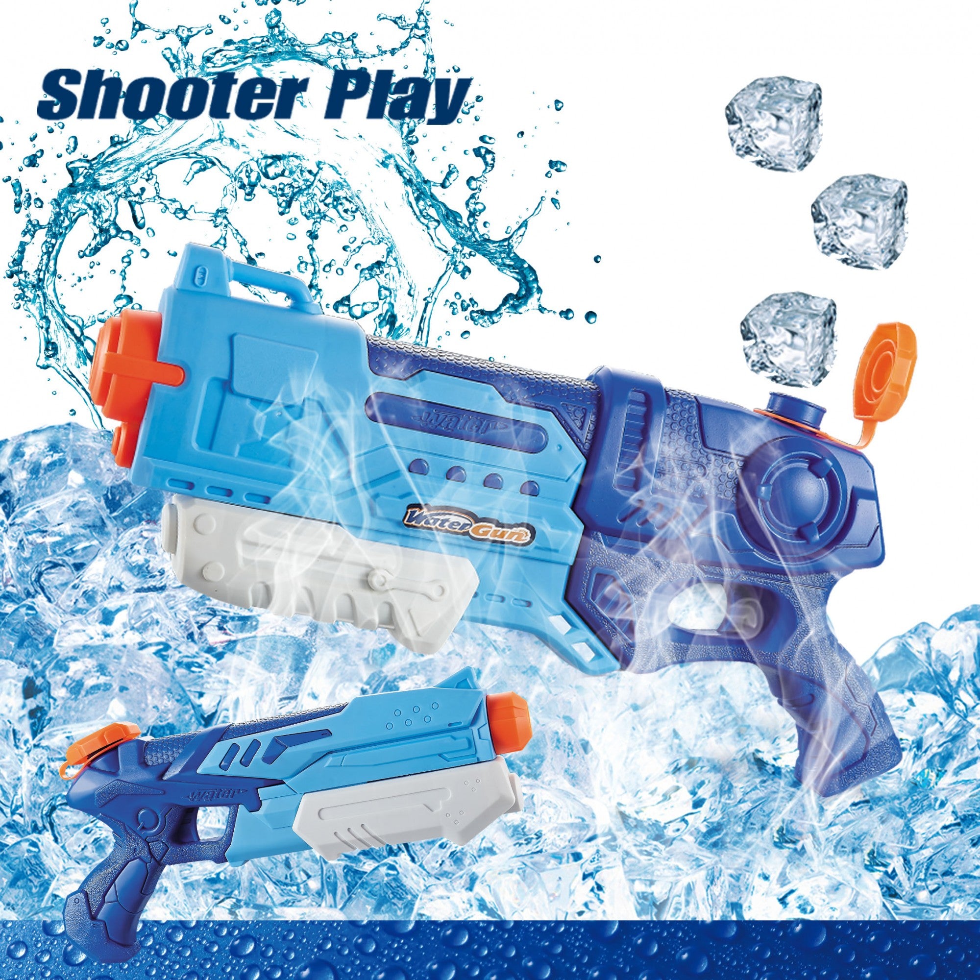 Pistol cu Apa pentru Copii, Rezervor, Pentru Piscina/Plaja, Flippy, 6ani+, Albastru, 900ML-7