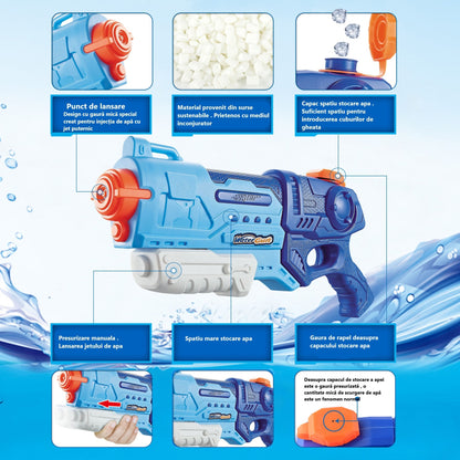 Pistol cu Apa pentru Copii, Rezervor, Pentru Piscina/Plaja, Flippy, 6ani+,  Albastru, 990ML-3